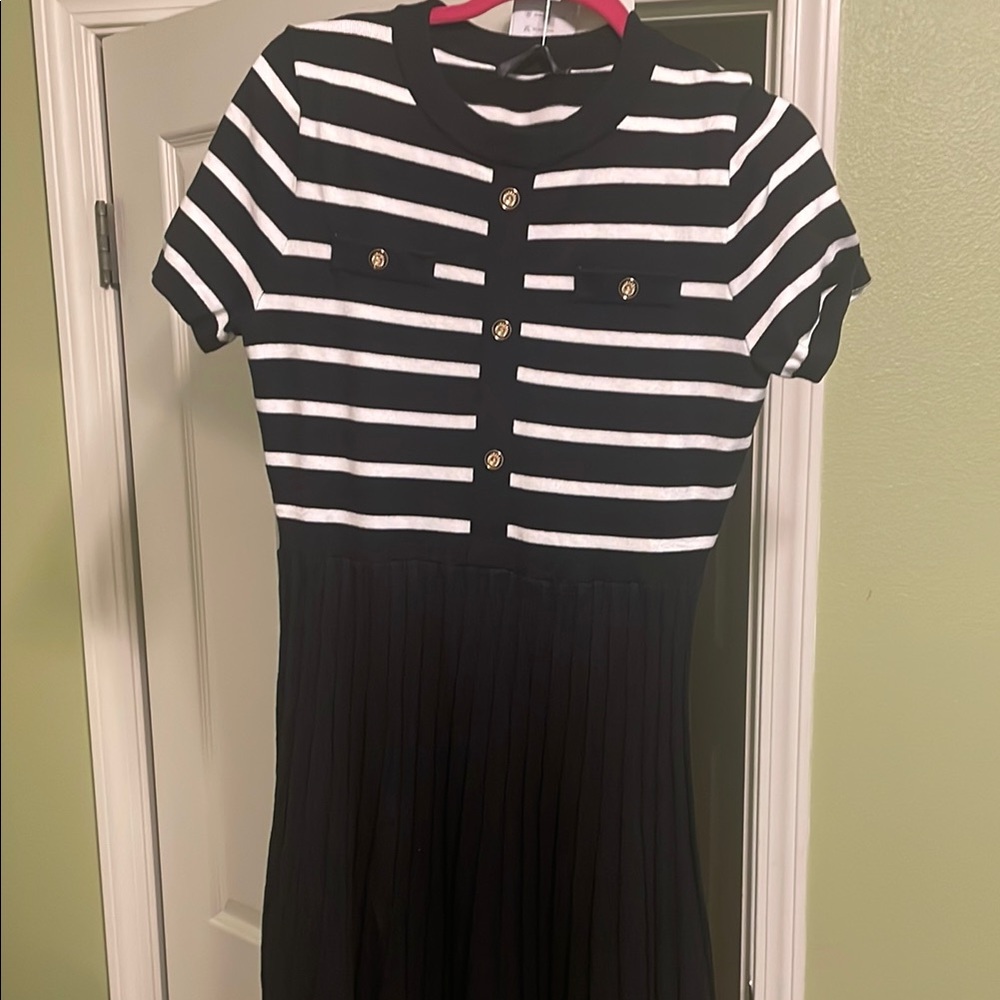 Charming Striped Black and White Kids Dress